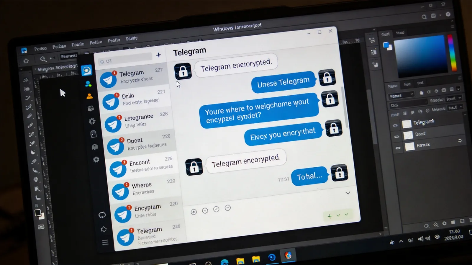 Telegram电脑版端到端加密通信界面